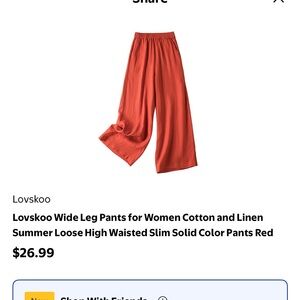Wide Leg Red Pants
